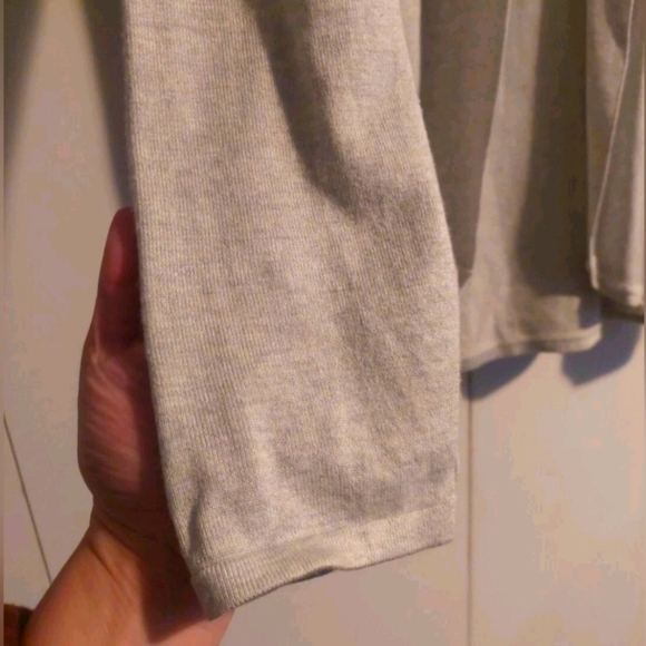 Cyrus Knit Open Front Cardigan Sweater Light Gray Large Minimalist Neutral - Picture 4 of 7